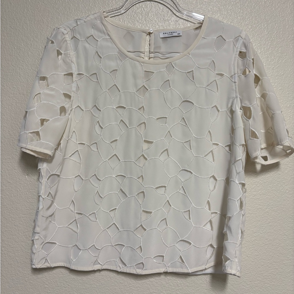 Equipment Silk Cutout Short Sleeve Top